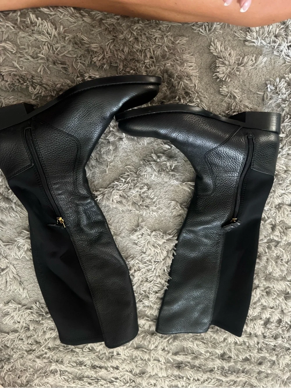Tory Burch Black Over-the-Knee Pebbled Leather Boots